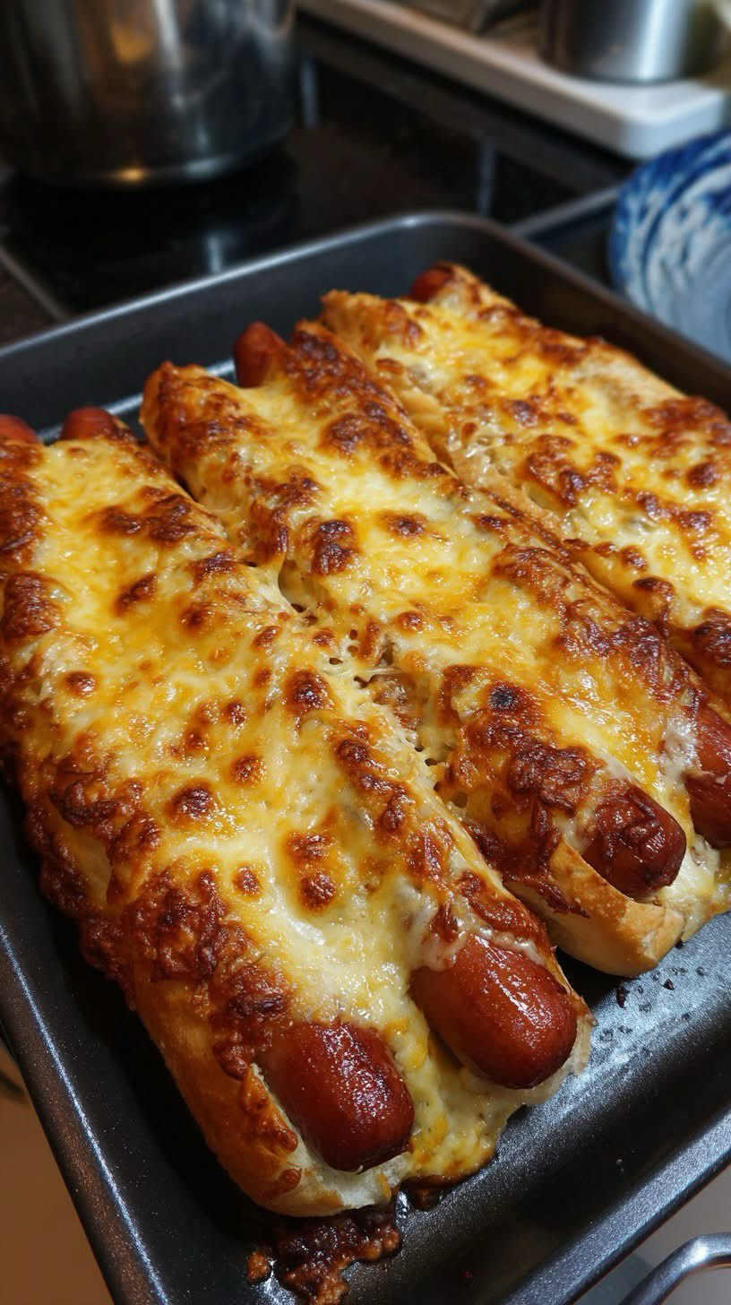 Crispy Cheesy Hotdogs Bake Easy Comfort Food Dinner Recipe