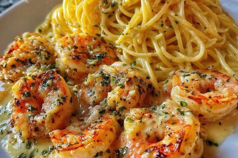 Garlic Butter Shrimp with Creamy Spaghetti Garlic Cheese Sauce