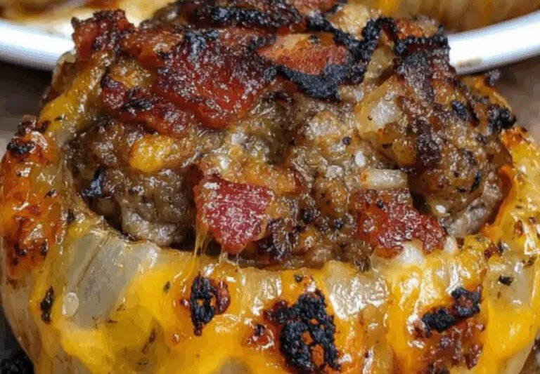 Firecracker Bacon Cheddar Stuffed Onion Bombs