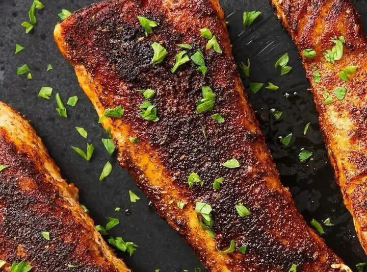 Crispy Blackened Salmon with Lemon