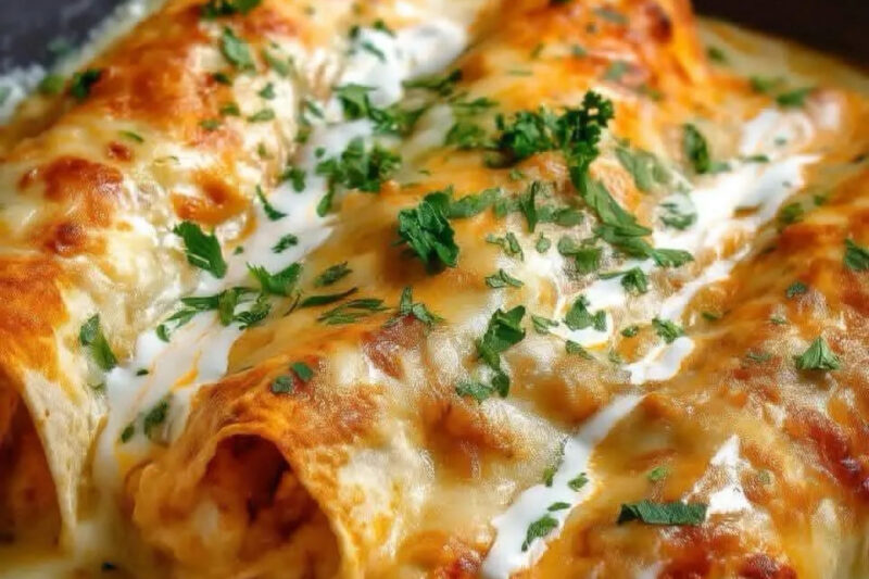 Delicious Chicken Enchiladas with Sour Cream White Sauce – Creamy, Easy & Family Favorite Recipe